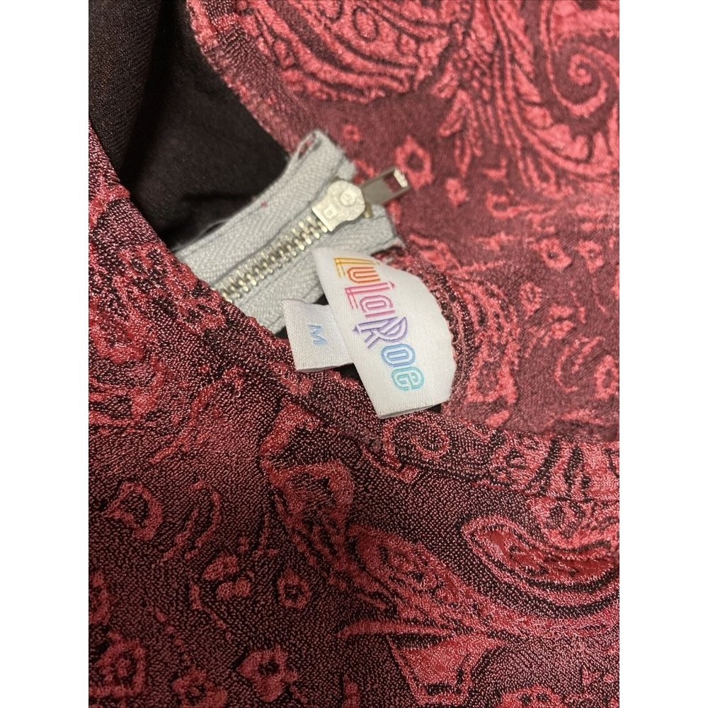 Lularoe Amelia Jacquard Dress M Raspberry Pink Purple Mauve Pockets Midi NWT - Picture 4 of 6